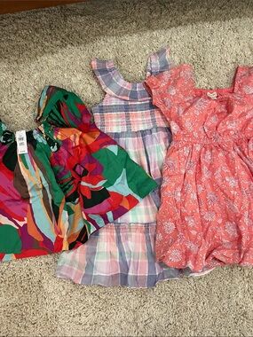 Lot of Girls JCrew Crewcuts & Gap | Multi-Color Plaid  & Coral dresses and top
